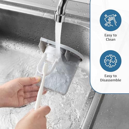 Amazon Basics Wall-Mounted Toothbrush Holder with Automatic Toothpaste Dispenser